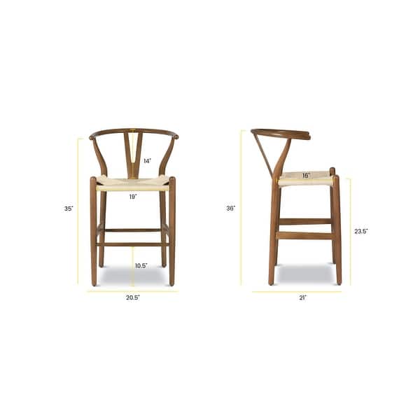 dimension image slide 2 of 4, Poly & Bark Weave 23.5" Seat Height Counter Stool - Solid Wood with Woven Seat