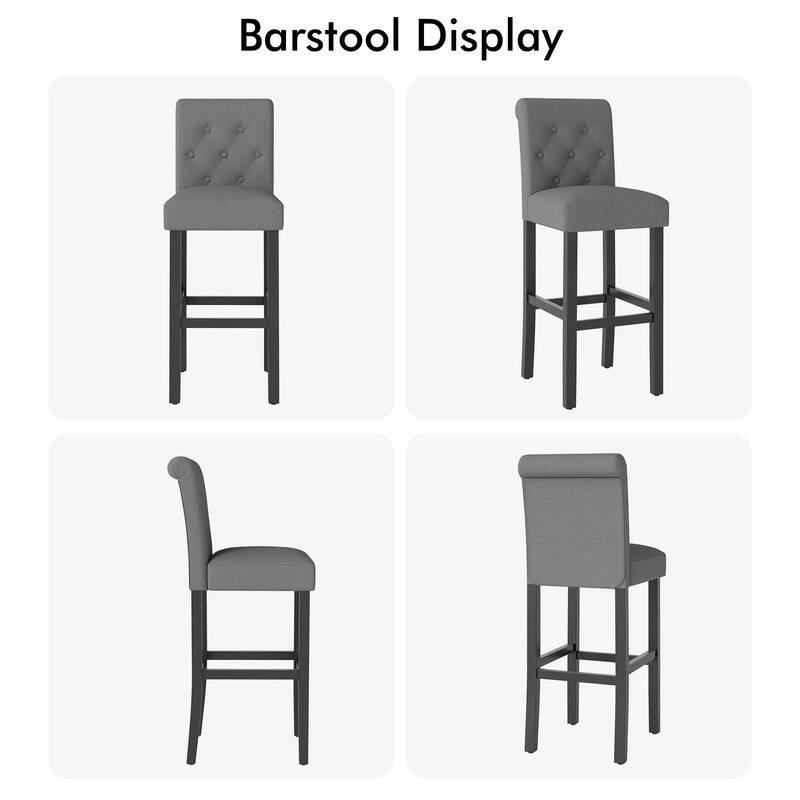 28 Inches Barstools Upholstered Bar Stools Pub Chairs with Button Tufted Back set of 2