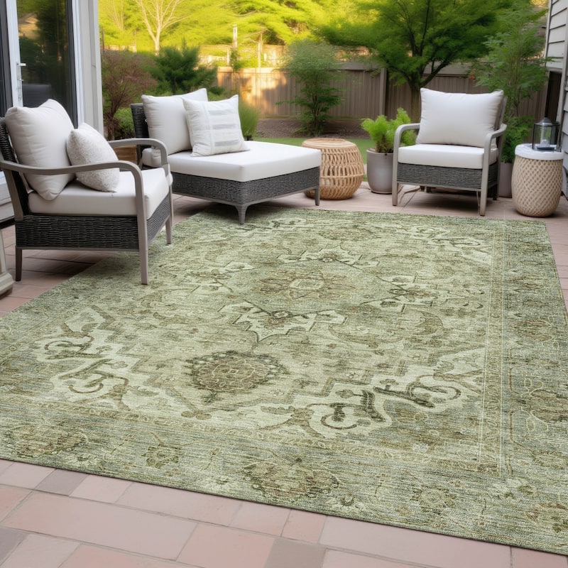 Machine Washable Indoor/Outdoor Traditional Vintage Chantille Rug