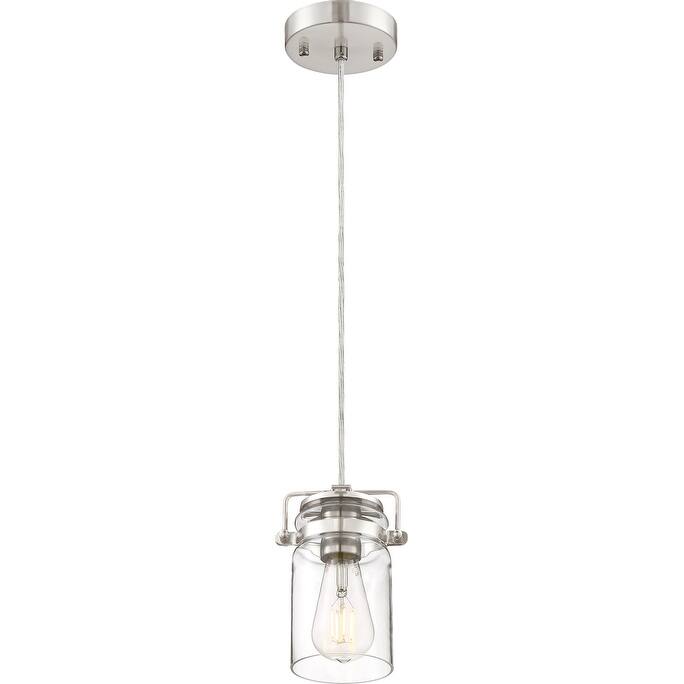 Antebellum 1-Light Mini Pendant Fixture Brushed Nickel Finish with Clear Glass - N/A - Brushed Nickel / Clear Glass