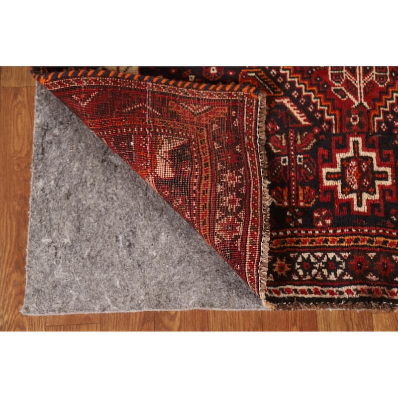 Tribal Red Qashqai Persian Vintage Runner Rug Hand-knotted Wool Carpet - 3'7"x 9'9"