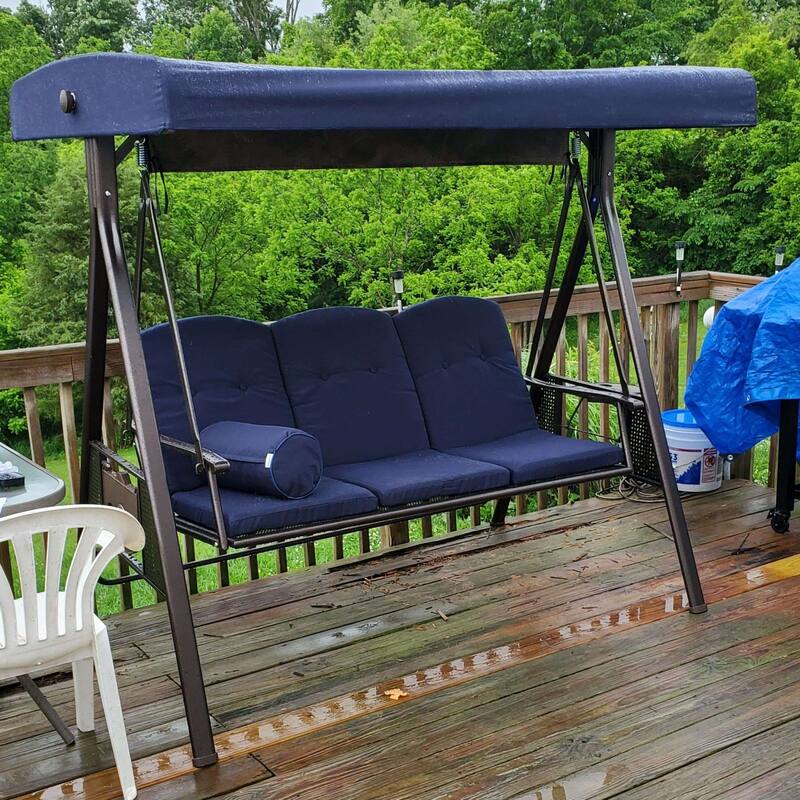 PURPLE LEAF Deluxe Outdoor Patio Porch Swing with Weather Resistant Steel Frame, Cushions and Pillow Included