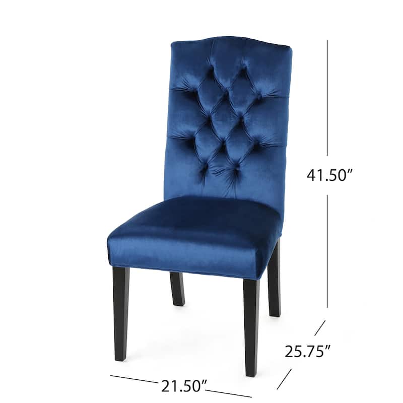 Modern Set of 2 Dining Chairs with Tufted Diamond-Stitched Backrest, Padded Seat, Solid Wood Legs for Dining Room, Living Room