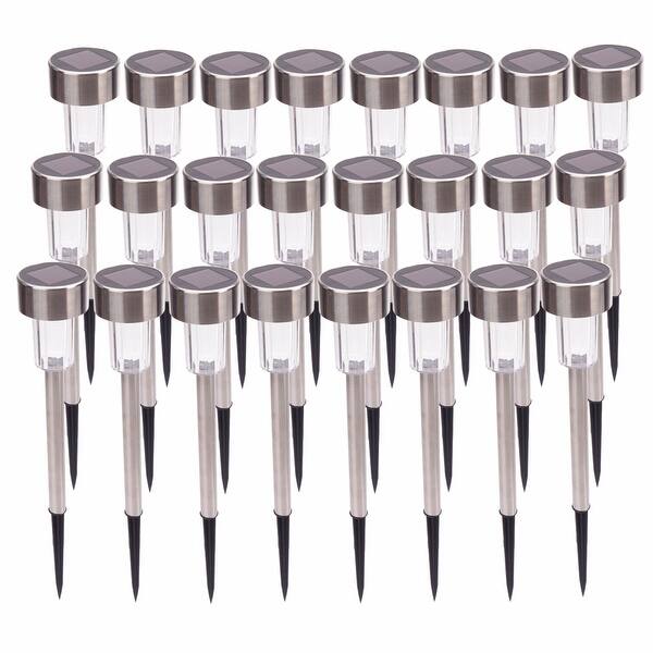 slide 2 of 9, 24pcs 5W High Brightness Solar Power LED Lawn Lamps with Lampshades Warm White/Seven Color - 24 PCS