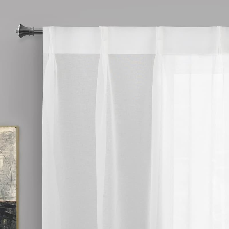 DriftAway Pinch Pleat Solid White Sheer Curtains Light Filtering Privacy Drapes for Living Room Bedroom Window Treatments