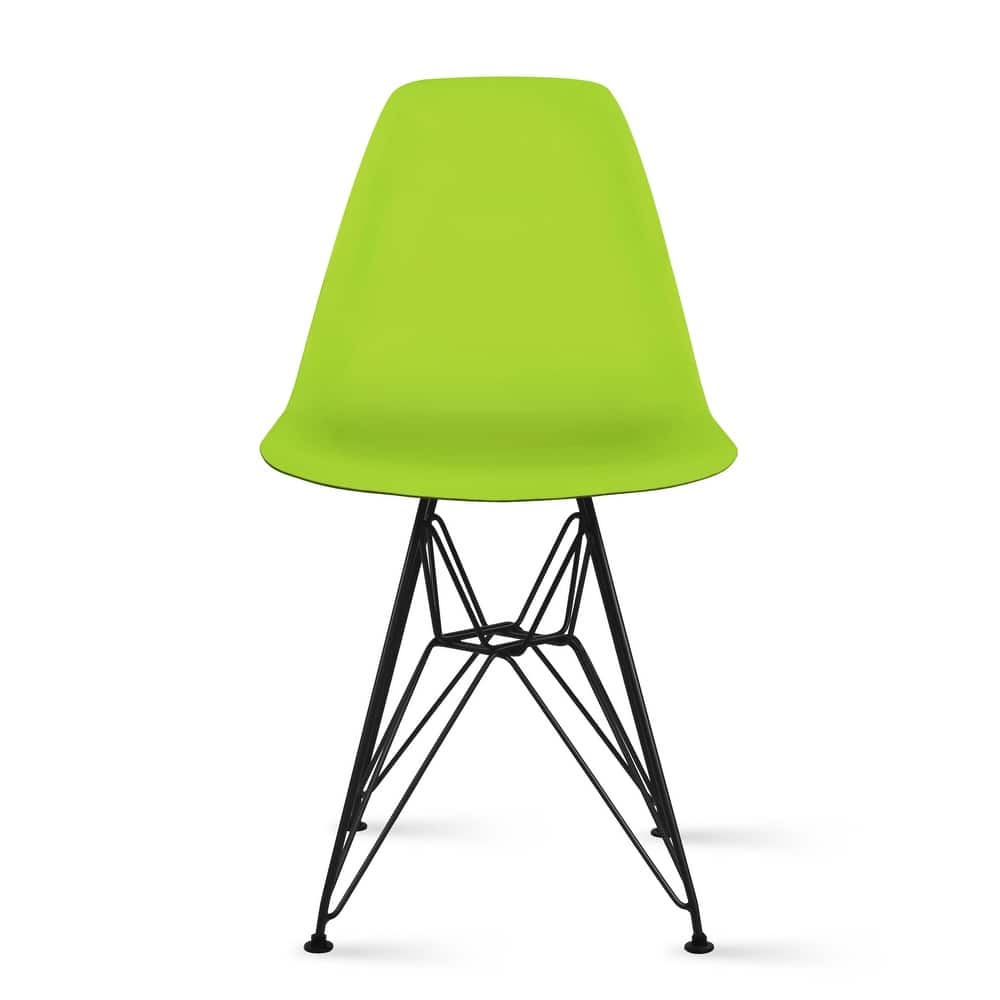 Modern Color Pyramid Seat Height DSW Molded Armless Plastic Dining Room Chairs Black Wire Eiffel Dowel Legs