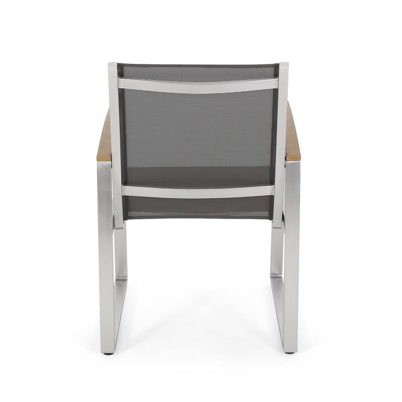 Modern 2 Piece Mesh Armrest Dining Chairs with Rust Proof Aluminum Frame for Dining Room Kitchen Bedroom Living Room Terrace
