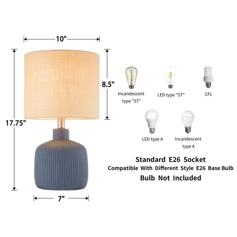 KAWOTI Fluted Ceramic Table Lamp (H18.25" x W10" x D10")