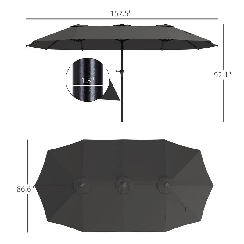 Double-Sided Large Patio Umbrella with Crank Handle Outdoor Canopy for Backyard Garden or Patio