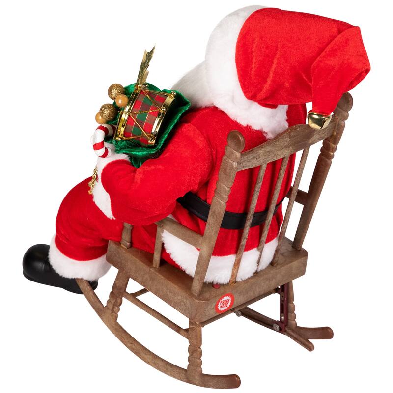 Animated Musical Santa in Rocking Chair Christmas Decoration - 14"