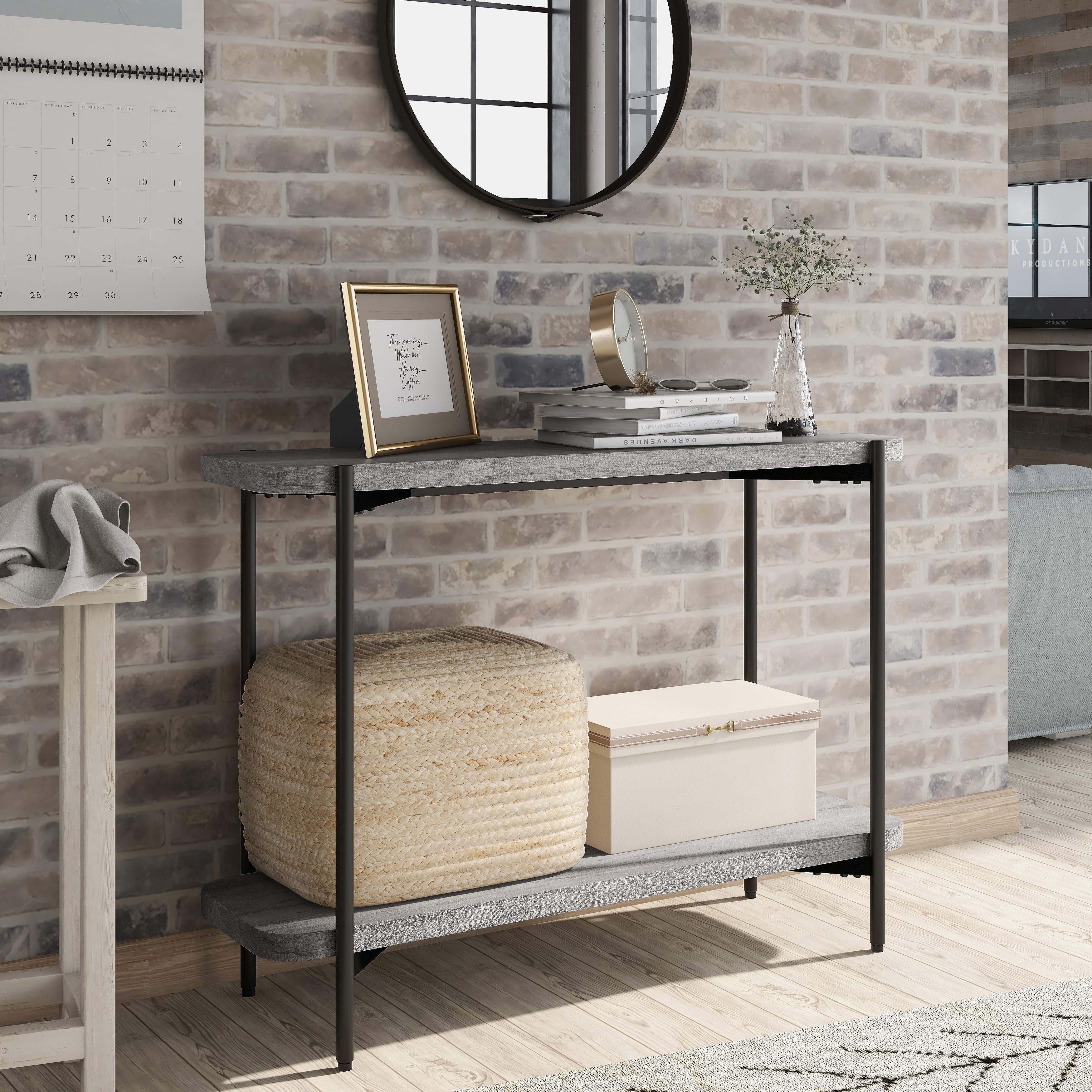 Furniture of America Gorstan Industrial Grey 42-inch Steel 1-Shelf Sofa Table