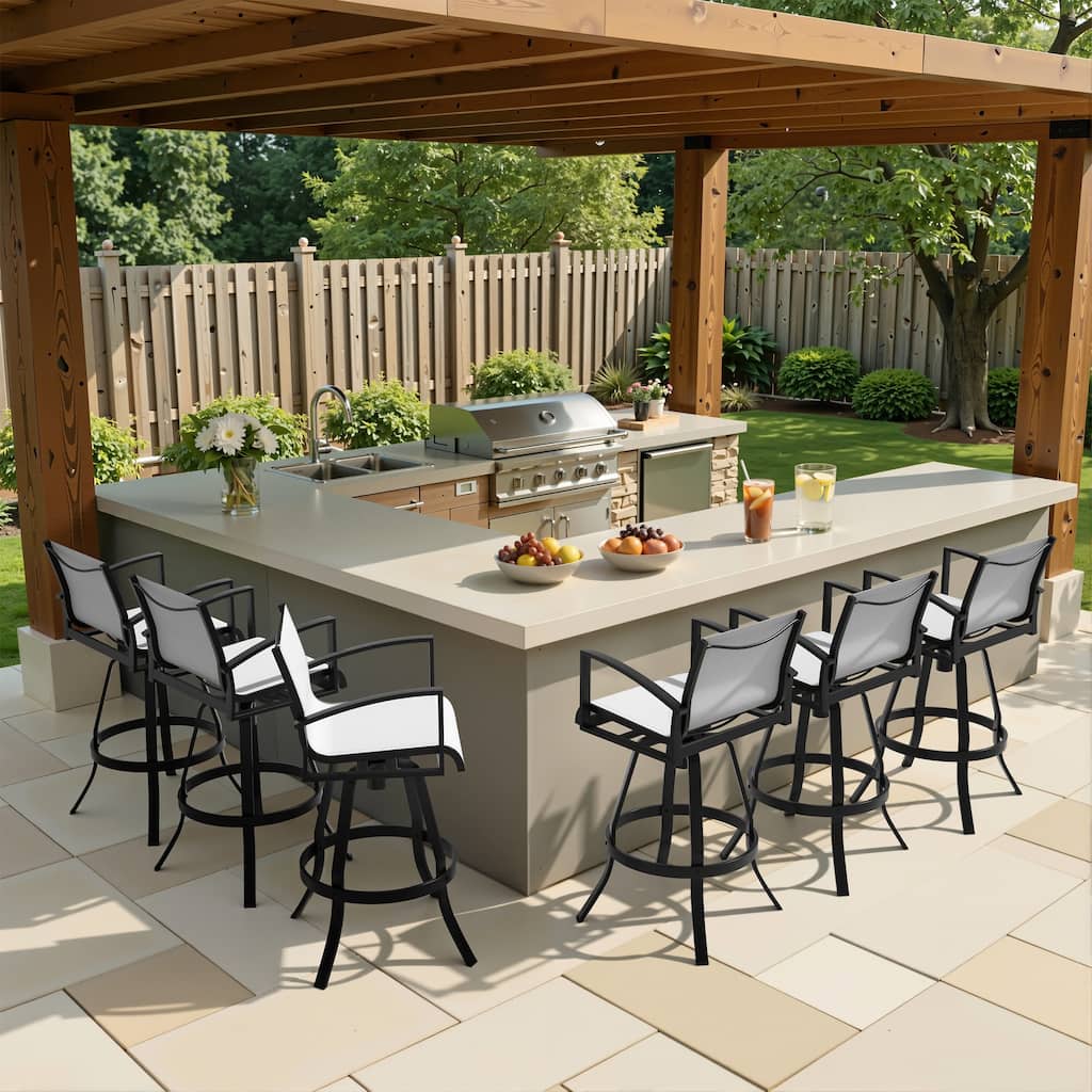 Outdoor All-weather Swivel Aluminum Bar Stools Sunbrella