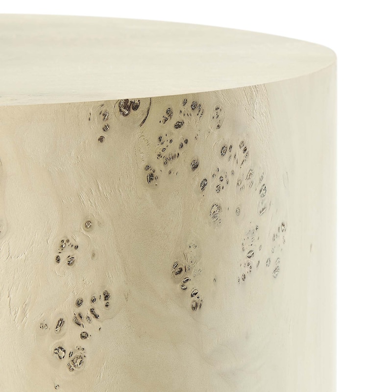 Cosmos 16" Round Burl Wood Side Table - N/A