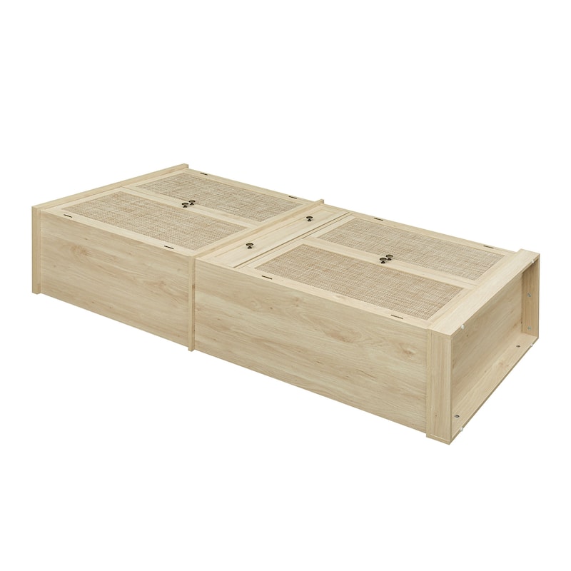 Roomfitters 4 Door Storage Cabinet with 1 Drawer, Adjustable Shelves Pantry Cupboard for Living Room, Natural