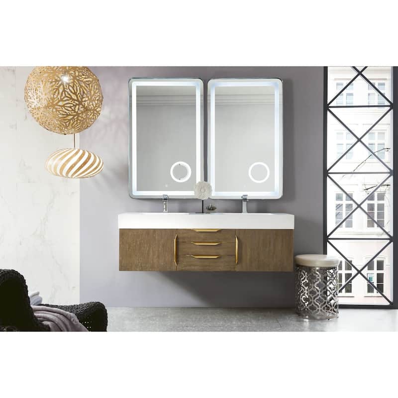 James Martin Vanities 983-V59D-W-G-GW Columbia 59" Wall Mounted Double