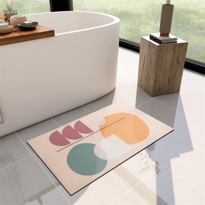 Bath Mat Rug-Thin Quick Dry - 17"x 59" - Geometric Art