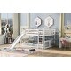 preview thumbnail 3 of 10, White Full Over Full Bunk Bed with Ladder and Fun Slide, Space-Saving Design for Bedrooms