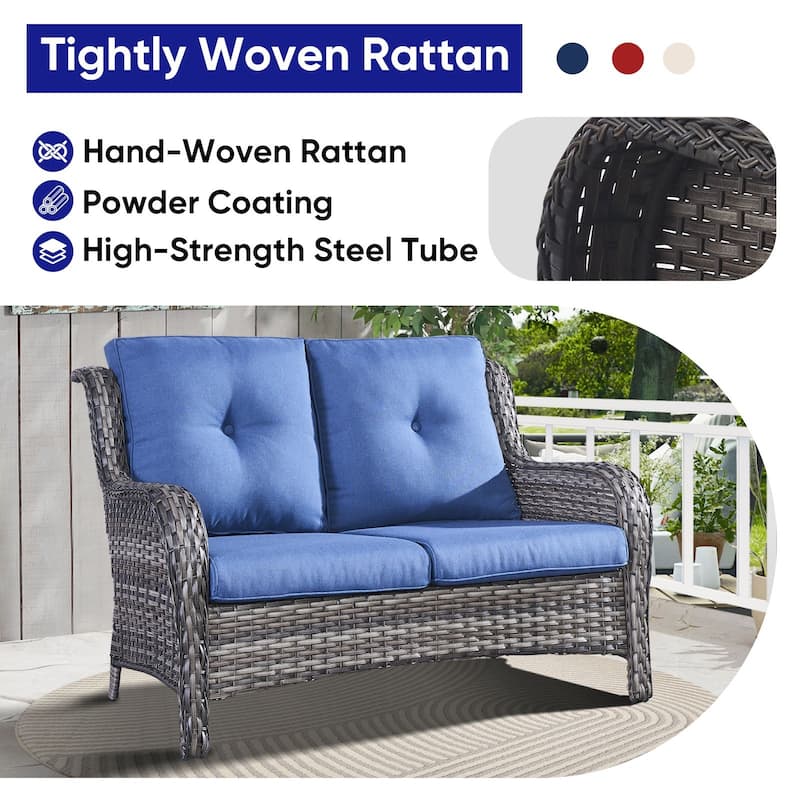 Gymojoy Stylish Patio Loveseat 2 Seat Sofa with Water-Resistant Olefin Cushions