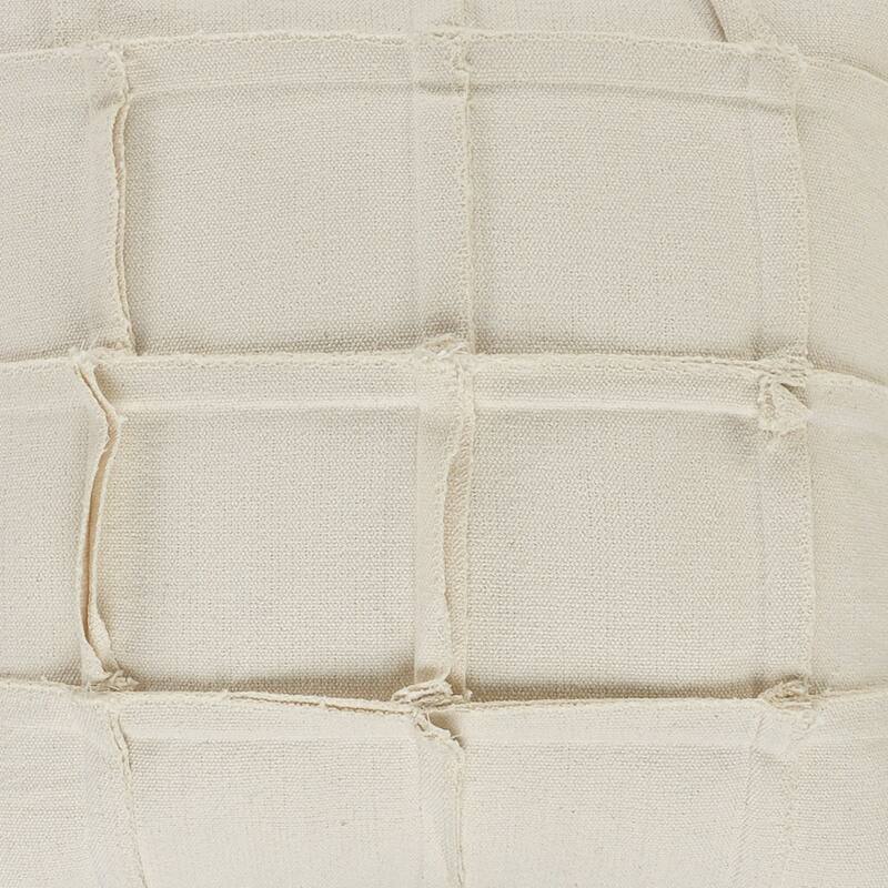 20" Beige Solid Embroidered Ribbon Square Throw Pillow