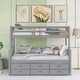 preview thumbnail 36 of 49, Separable Twin Over Full Bunk Bed Storage Platform Bed with with Pull-out Trundle, Drawers, Ladder and Safety Fence