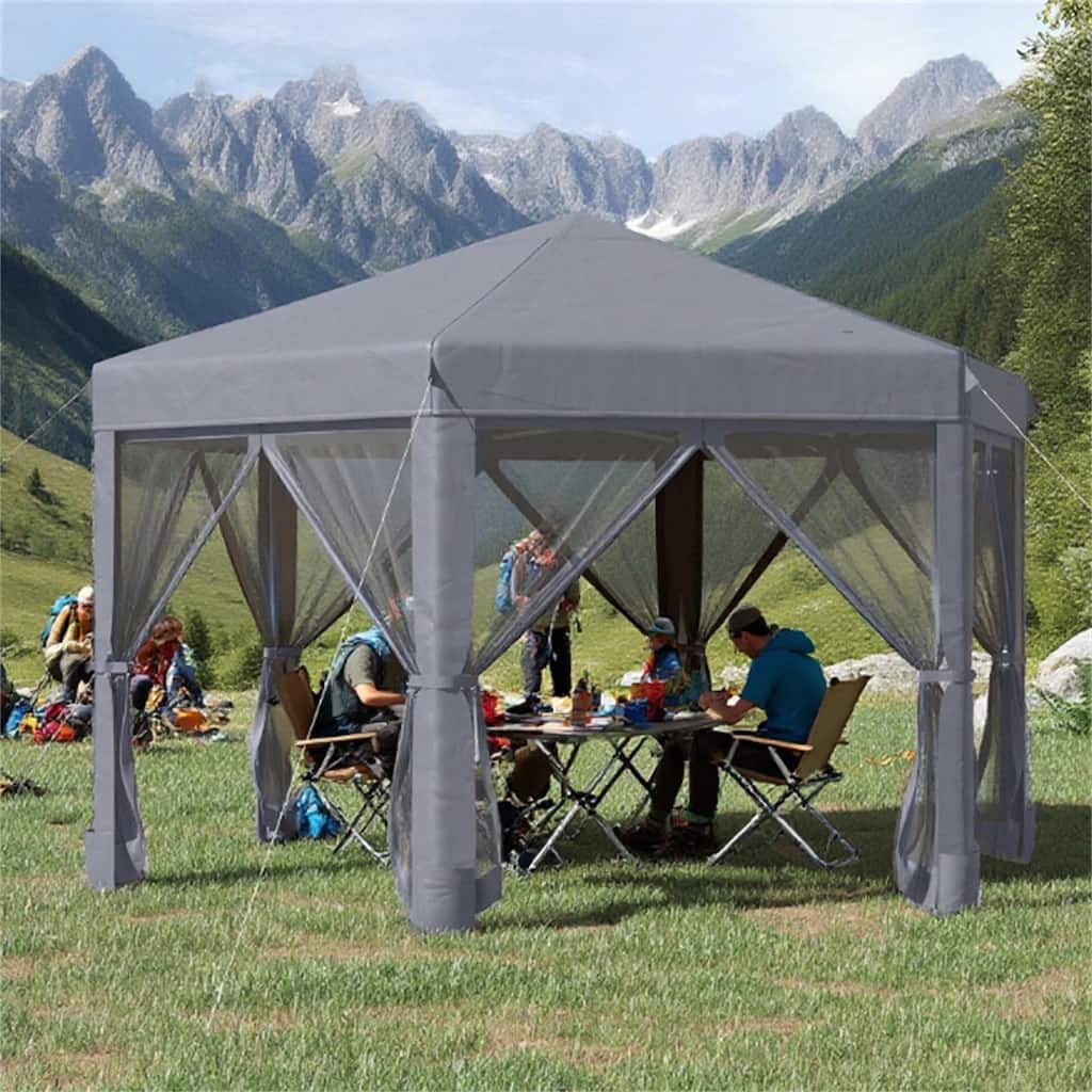 Hexagonal Pop Up Tent Gazebo, Heavy Duty Outdoor Canopy Tent