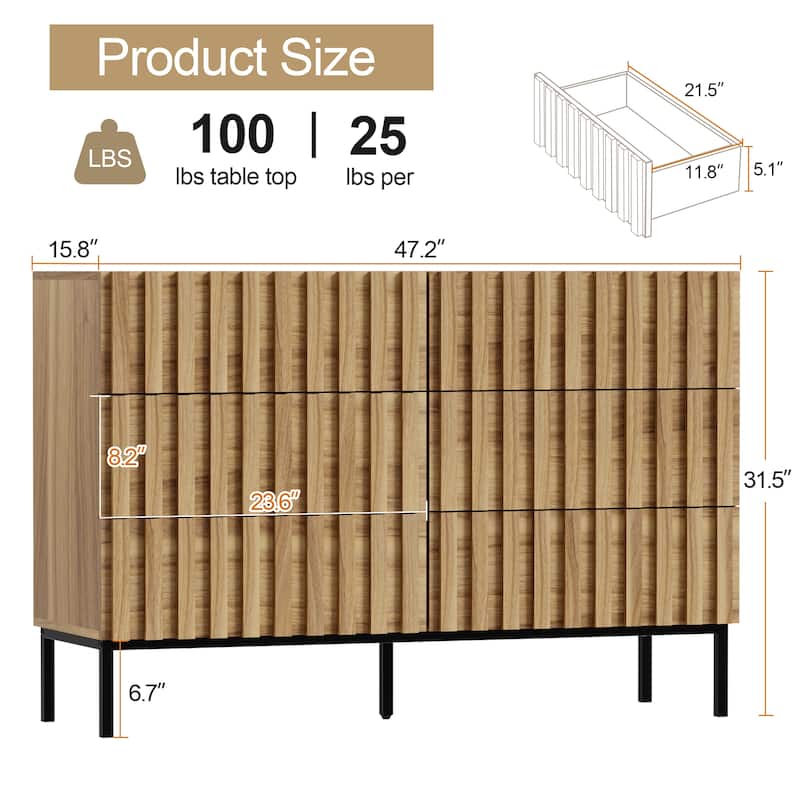 6 Drawers Chest Of Dresser Storage Tower Cabinet Bedroom Organizer