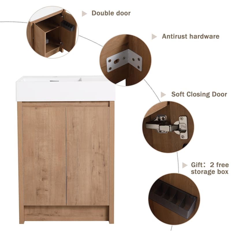 Beingnext 24"/30"/48"/60" Bathroom Vanity with Sink, Freestanding Bathroom Vanity with Soft Close Door