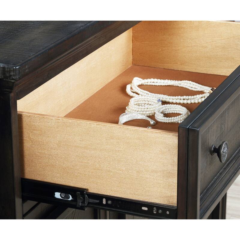 Roundhill Furniture Farson Distressed Dark Walnut Finish Wood 3-Drawer Nightstand