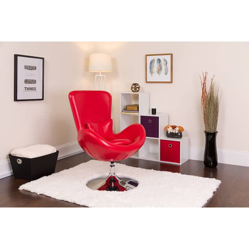 LeatherSoft Swivel Side Reception Chair with Bowed Seat