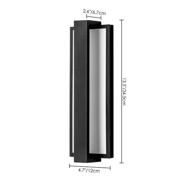 1-Light Modern Black Aluminum Integrated LED IP54 Waterproof Outdoor Wall Light - 13.5 in. H x 4.7 in. W x 2.6 in. D