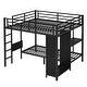 preview thumbnail 3 of 8, GDFStudio - Dan Collection Metal Bunk Bed Frame with Built-in Wardrobe and Foldable Desk