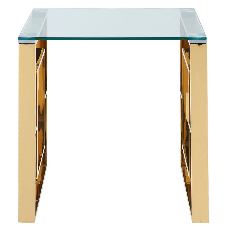 Glass Top Accent Table - 21.75" - Gold and Clear
