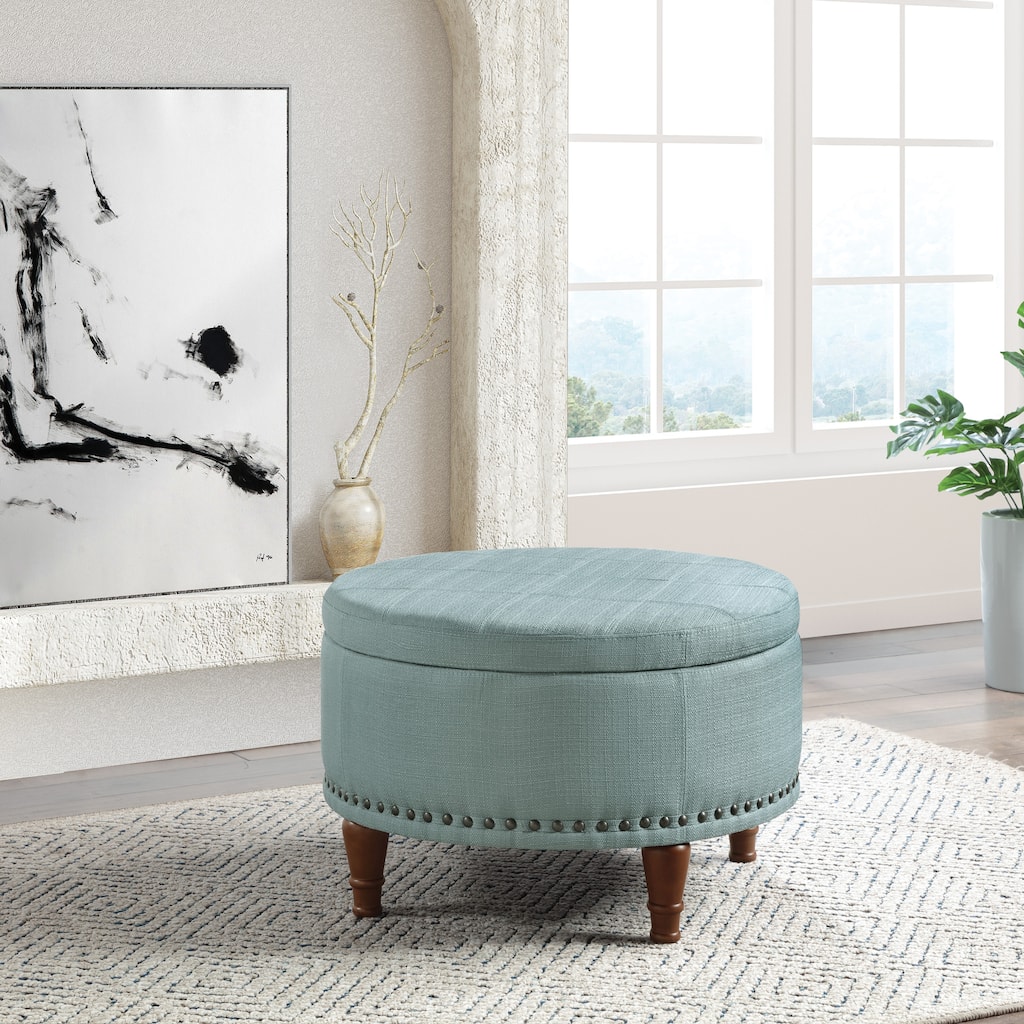 Gracewood Hollow Kuimba Storage Ottoman with Antique Nailheads
