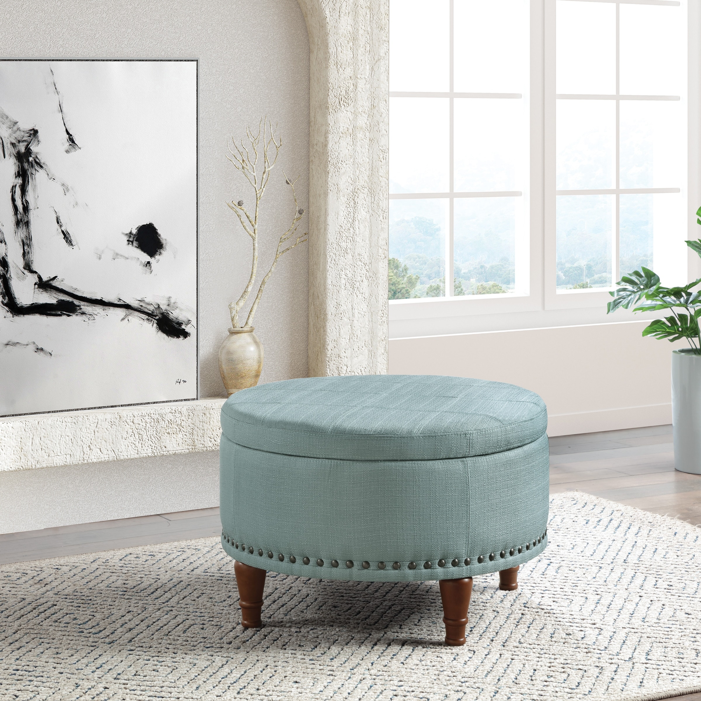 Gracewood Hollow Kuimba Storage Ottoman with Antique Nailheads