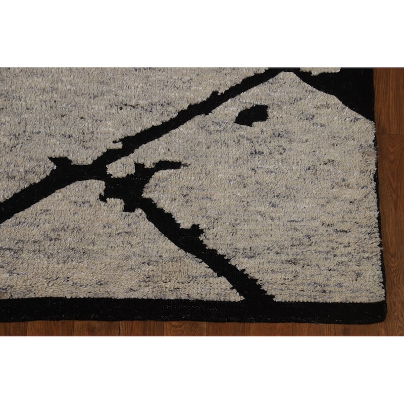 Hand Knotted Oriental 100% Wool Carpet Modern All-Over Beige & Ivories Moroccan Area Rug - 8' 0'' X 5' 2''
