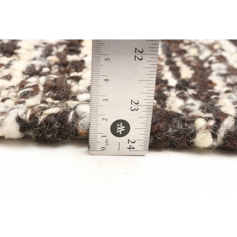 ECARPETGALLERY Braid weave Sienna Dark Brown Wool Rug - 5'5 x 7'6