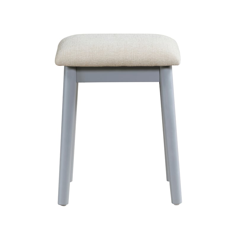 Beautiful Gray Finish Vanity Dresser with Mirror and Stool