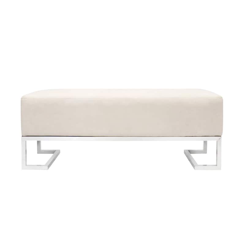 Pasargad Home Luxe Upholstered Stainless Steel Bench - W48"xD16.5"xH17.6"
