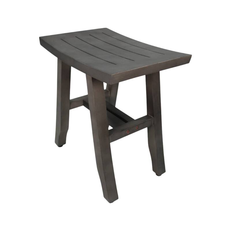 HomeRoots 18" Antiqued Gray Teak Rectangular Shower Bench