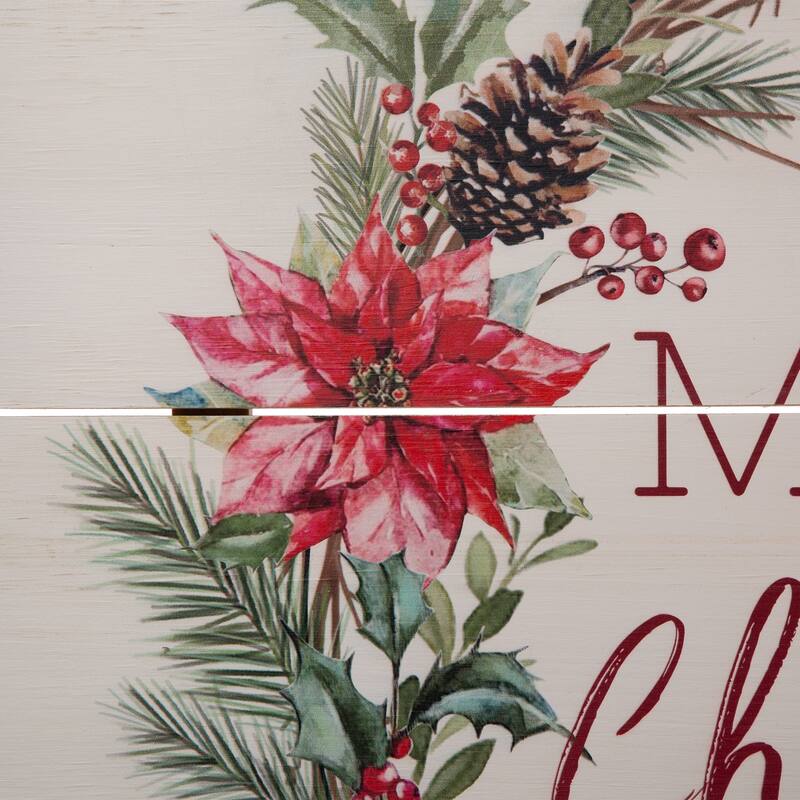 Glitzhome 24"L Wooden Merry Christmas Wall Decor