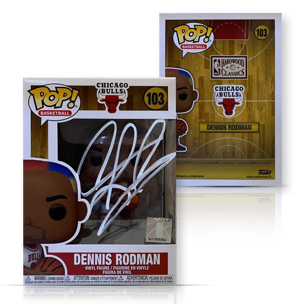 Dennis Rodman Autographed Basketball Signed Funko POP 103 Beckett COA - 8'6" x 11'6"