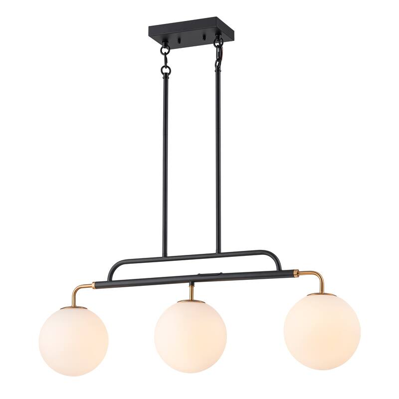 3 - Lights Modern Linear Globe Chandelier Kitchen Island Pendant Light - W33.9"