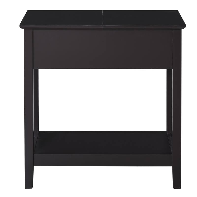 HOMCOM End Side Table in Flip Top Design with Cabinet and Bottom Shelf, Storage Furniture Decoration for Bedroom