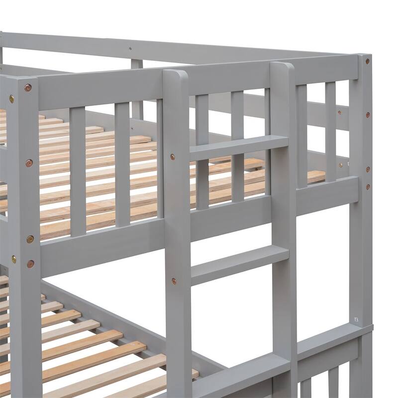 Merax Twin over Full Separable Bunk Bed with Twin Trundle, Drawers