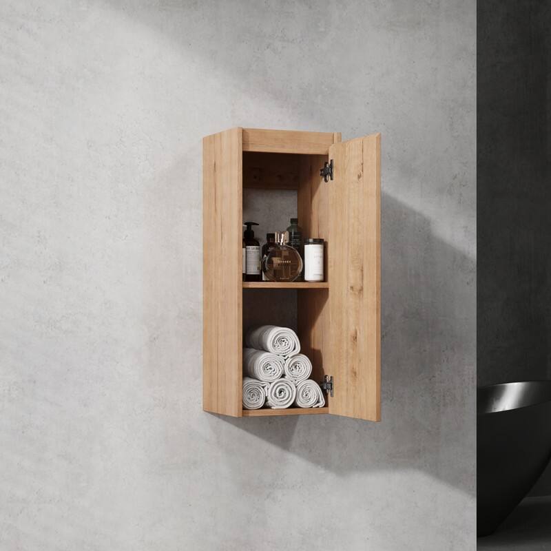 MEDUNJESS Bathroom Side Cabinet, Float Mounting Design - Brown - 12''Brown