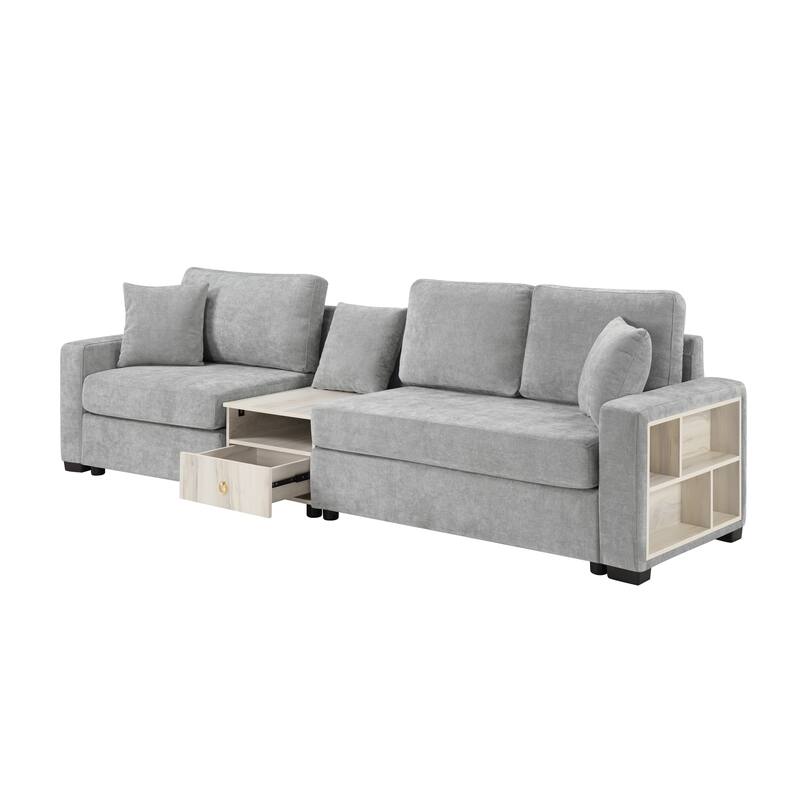 Christopher Knight Home - Havencrest 111.8" Modern Upholstered Modular Sofa with Storage Armrest Center Console