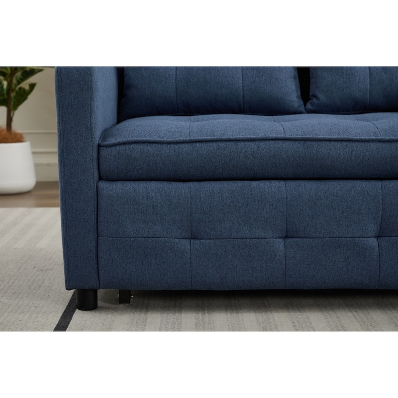 Pull-Out Sofa Bed Daybed, Lounge Chaise Loveseat with Adjustable Backrest, Convertible Sleeper Sofa with USB Charging