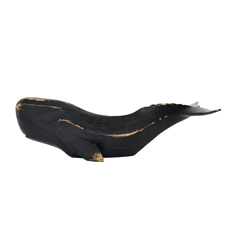 Polystone Whale Handmade Decorative Sculpture - Black - Roche River Decor