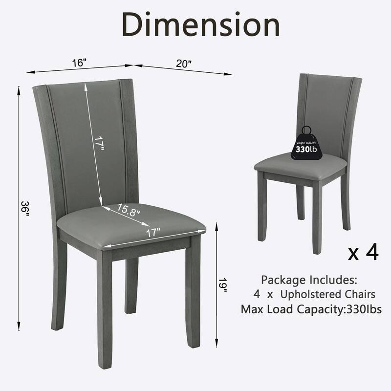 Wooden Dining Chairs Set of 4, Upholstered Side Chairs with Padded Seat for Kitchen & Dining Room