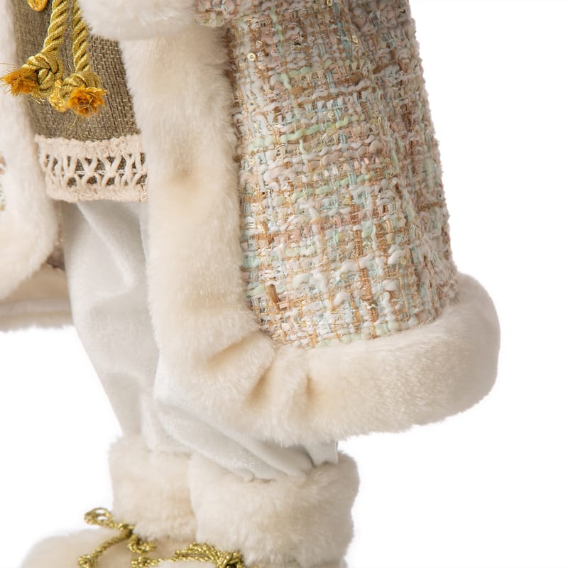 Glitzhome Christmas Lifelike Standing Santa Figurine Table Top Decor